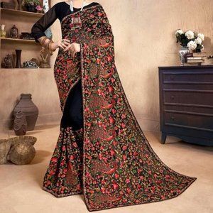 Kashmiri Work Embroidery Gorgeous Saree
